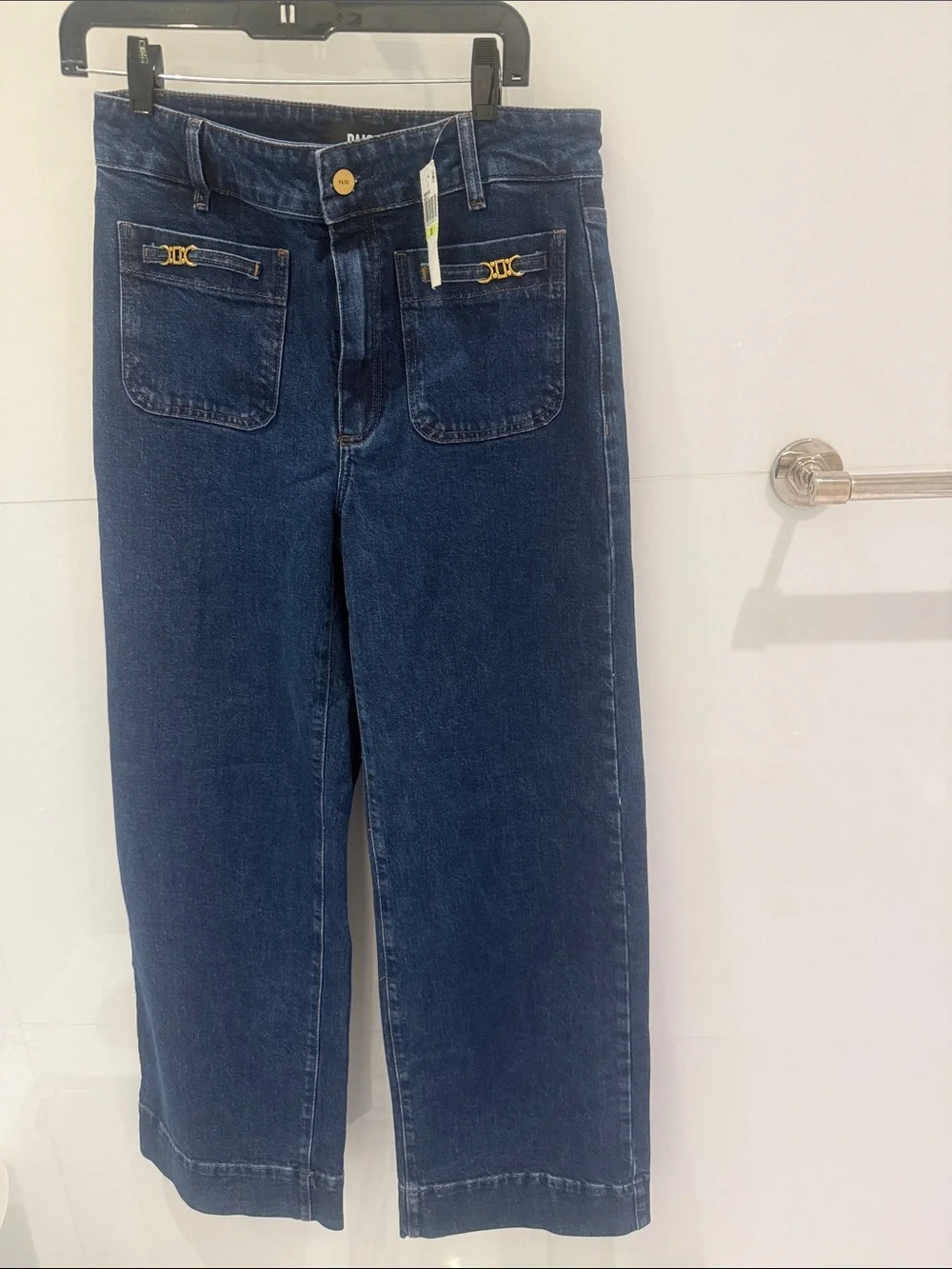 Paige Sasha Enfield Wide Leg Women's Jeans - Dark Dark Blue - Picture 6 of 9